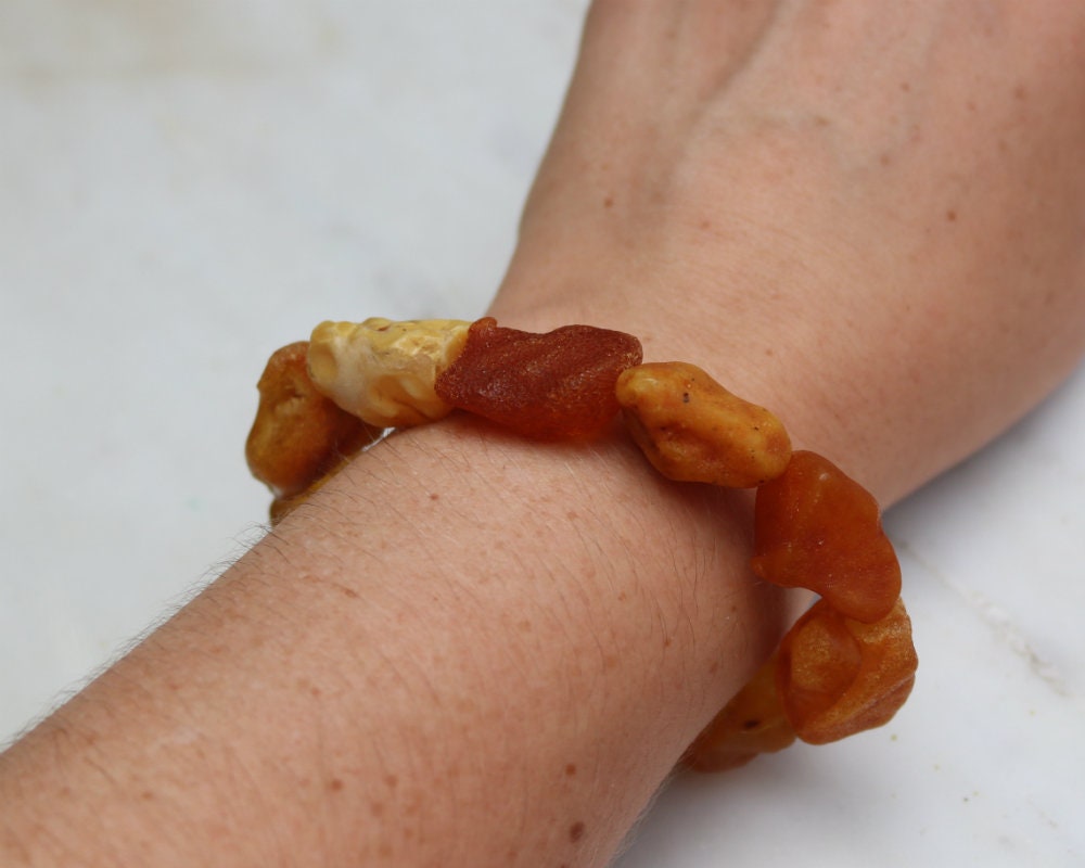 Baltic Amber Nodules Bracelet Raw Natural Untreated Unisex Jewelry 26.8 gram