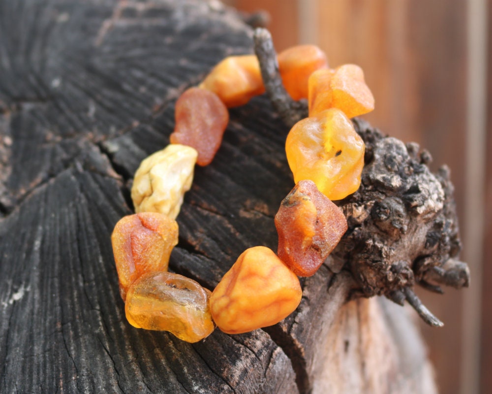 Baltic Amber Nodules Bracelet Raw Natural Untreated Unisex Jewelry 26.8 gram