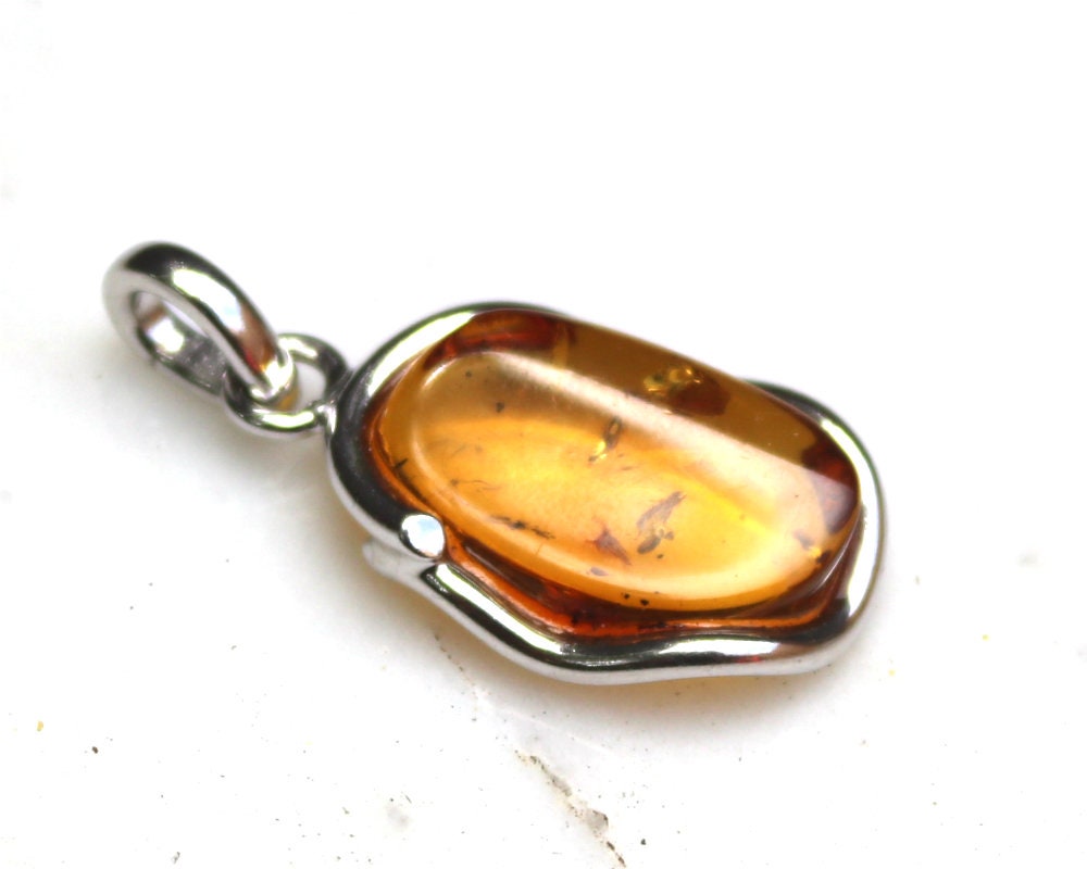 Baltic Amber Honey Pendant Natural Unisex 1.64" 6.7 gram 925 Silver