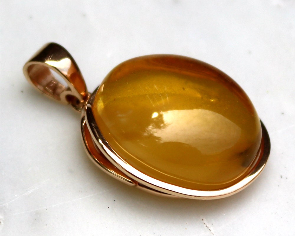 Baltic Amber Pendant Yellow Cloudy Lemon Jewelry Natural Untreated Gold Plated 1.72" 11.9 gram 925 Silver