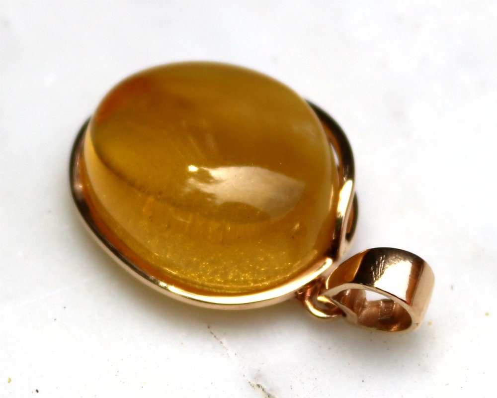 Baltic Amber Pendant Yellow Cloudy Lemon Jewelry Natural Untreated Gold Plated 1.72" 11.9 gram 925 Silver