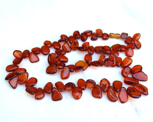 Baltic Amber Necklace Cognac Sea-Buckthorn Beads Natural Jewelry 24.4" 40.1 gram