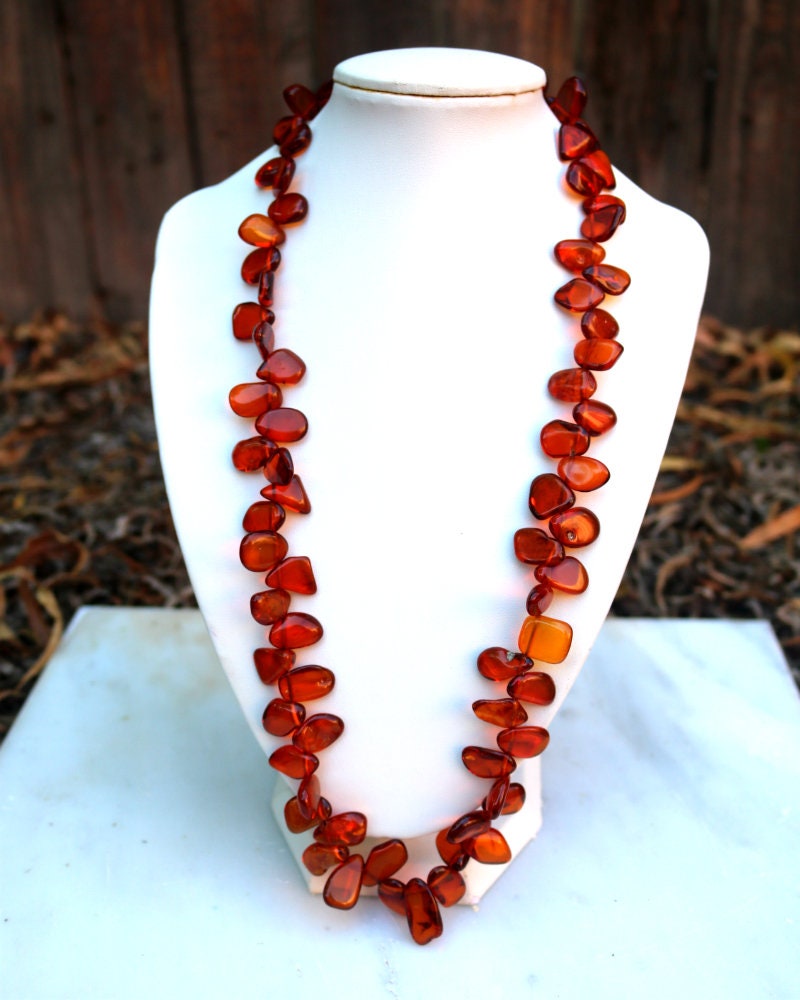 Baltic Amber Necklace Cognac Sea-Buckthorn Beads Natural Jewelry 24.4" 40.1 gram