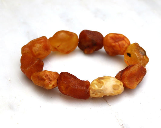 Baltic Amber Nodules Bracelet Raw Natural Untreated Unisex Jewelry 26.8 gram