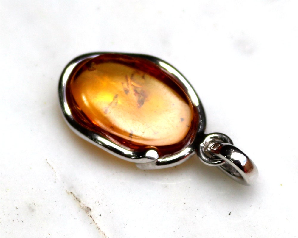 Baltic Amber Honey Pendant Natural Unisex 1.64" 6.7 gram 925 Silver