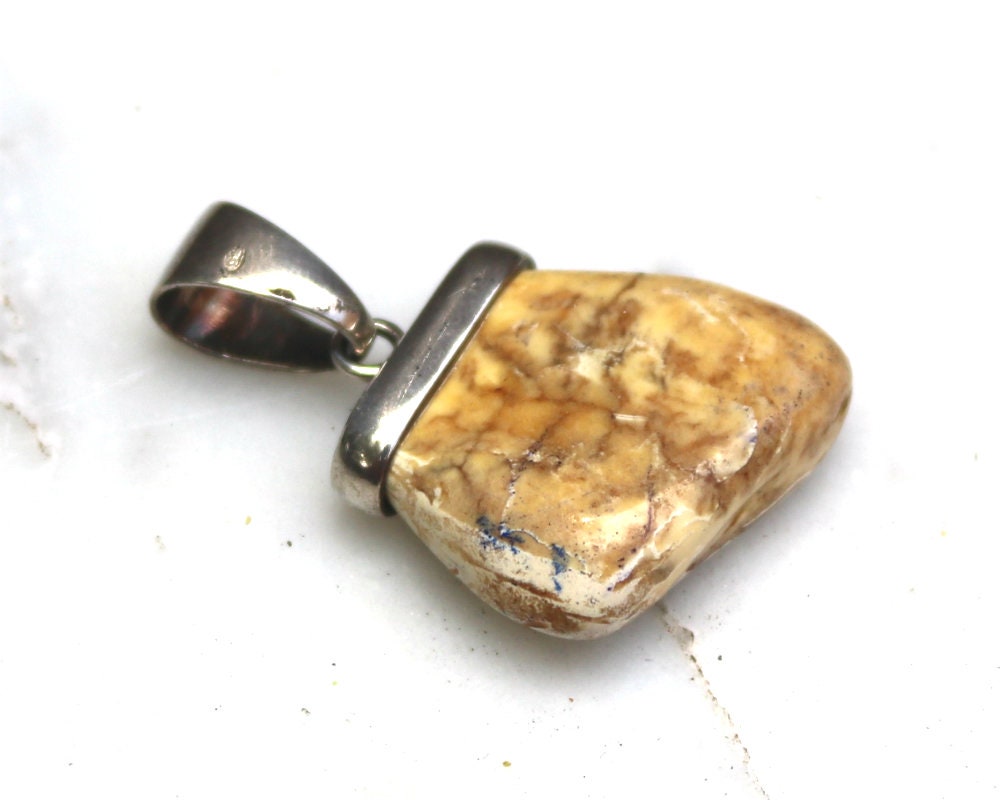 Baltic Amber Pendant Butterscotch Jewelry Natural Milky Grey Unisex 1.61" 6.6 gram 925 Silver