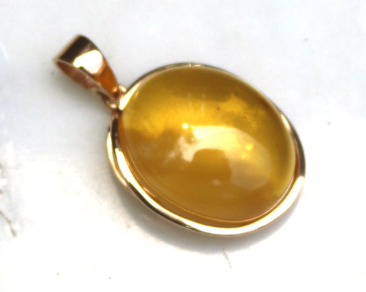 Baltic Amber Pendant Yellow Cloudy Lemon Jewelry Natural Untreated Gold Plated 1.72" 11.9 gram 925 Silver