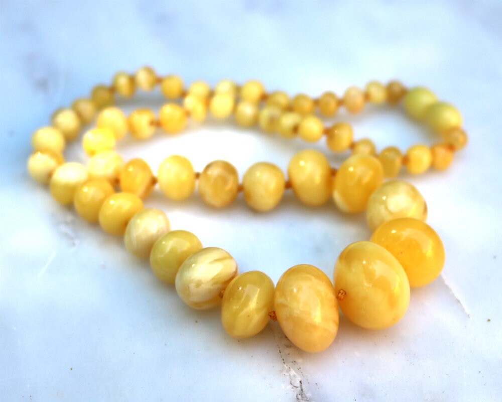 Baltic Amber Necklace Butterscotch Baroque Beads Natural Yellow Round Jewelry 16.9" 20.2 gram