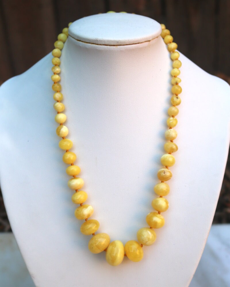 Baltic Amber Necklace Butterscotch Baroque Beads Natural Yellow Round Jewelry 16.9" 20.2 gram