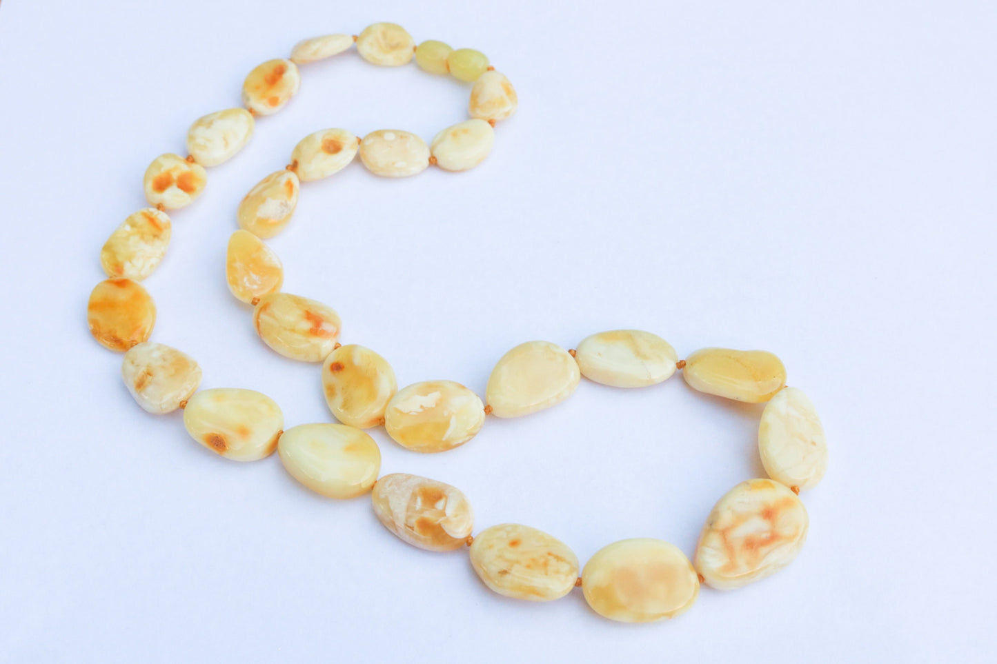 Baltic Amber Necklace Butterscotch Milky Natural Beaded Untreated Unisex Jewelry 20" 22.2 gram