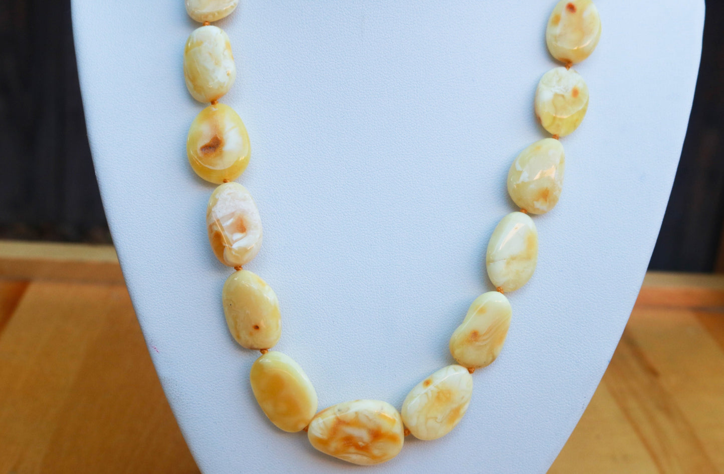 Baltic Amber Necklace Butterscotch Milky Natural Beaded Untreated Unisex Jewelry 20" 22.2 gram