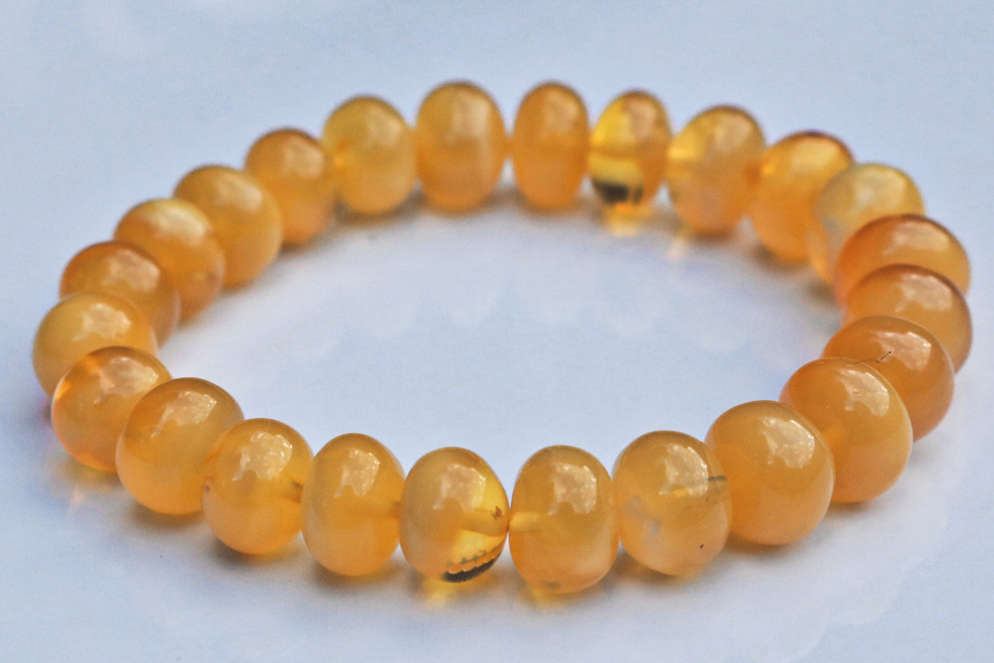 Baltic Amber Bracelet Butterscotch Cloudy Beaded Natural Untreated Jewelry 7.5" 15.7 gram