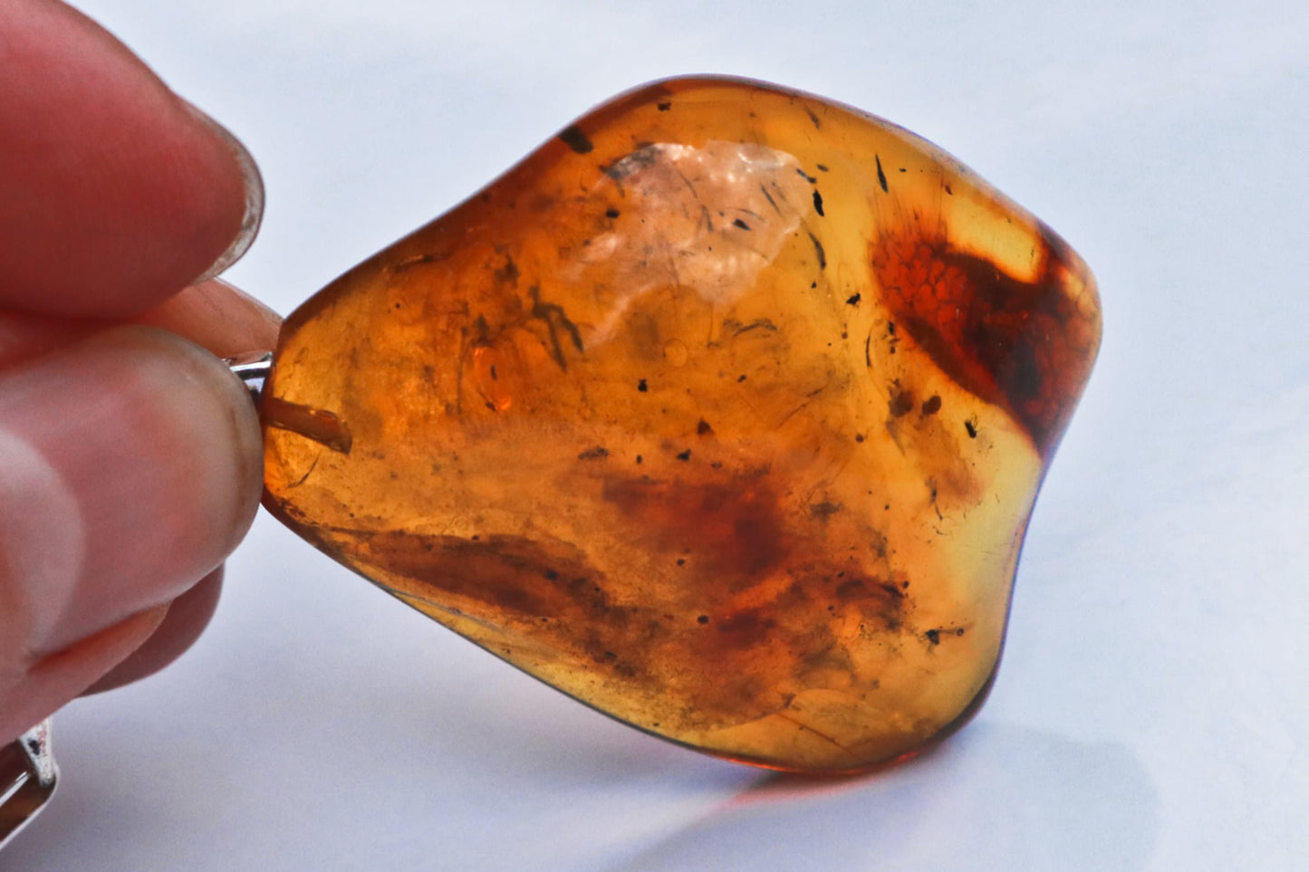 Baltic Amber Keychain with Inclusions Fossil Insects Honey Natural Gift for Him 925 Silver 15.1 gram