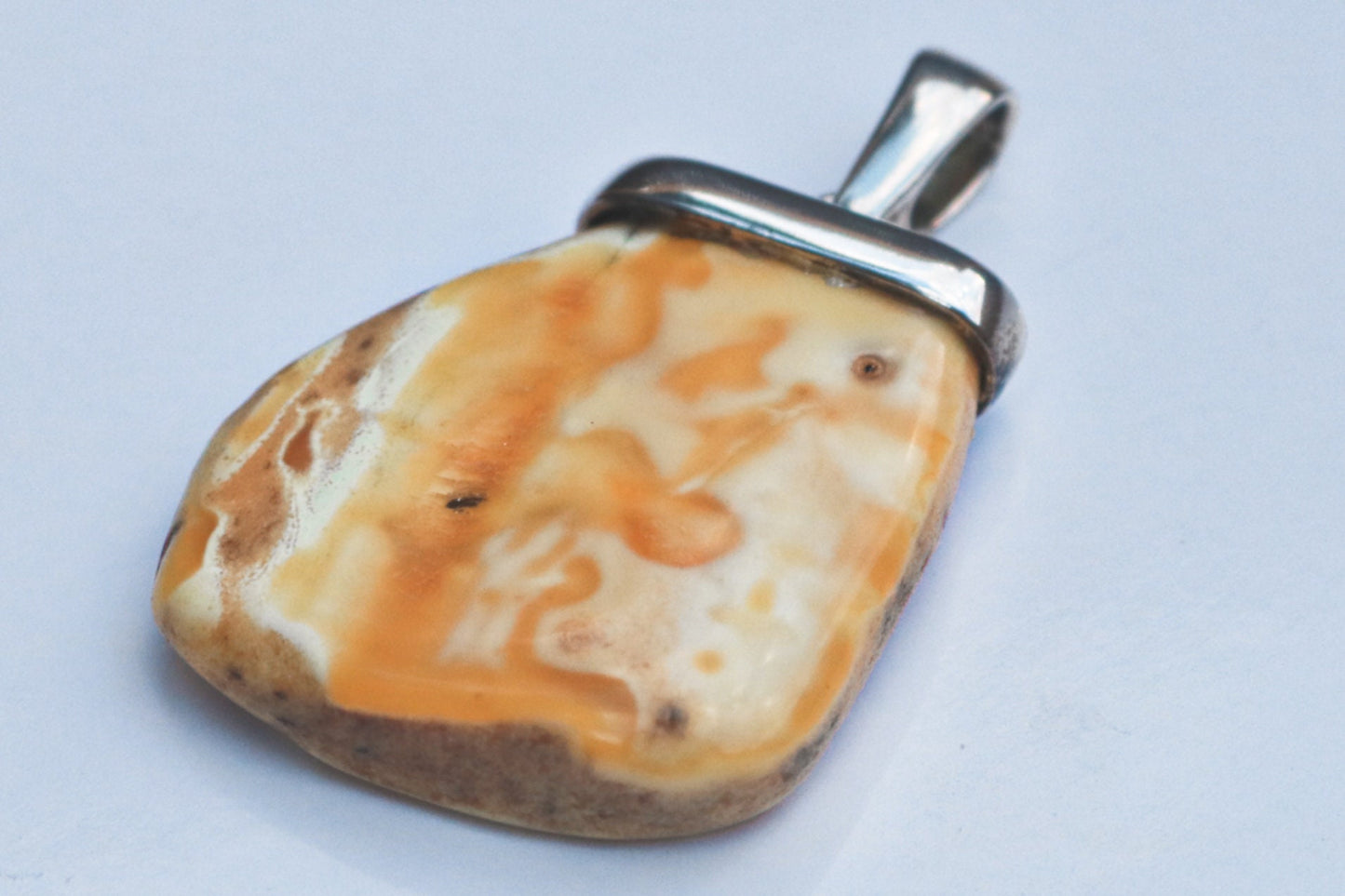 Baltic Amber Pendant Butterscotch Natural Raw Untreated Unisex 1.69" 5.8 gram 925 Silver