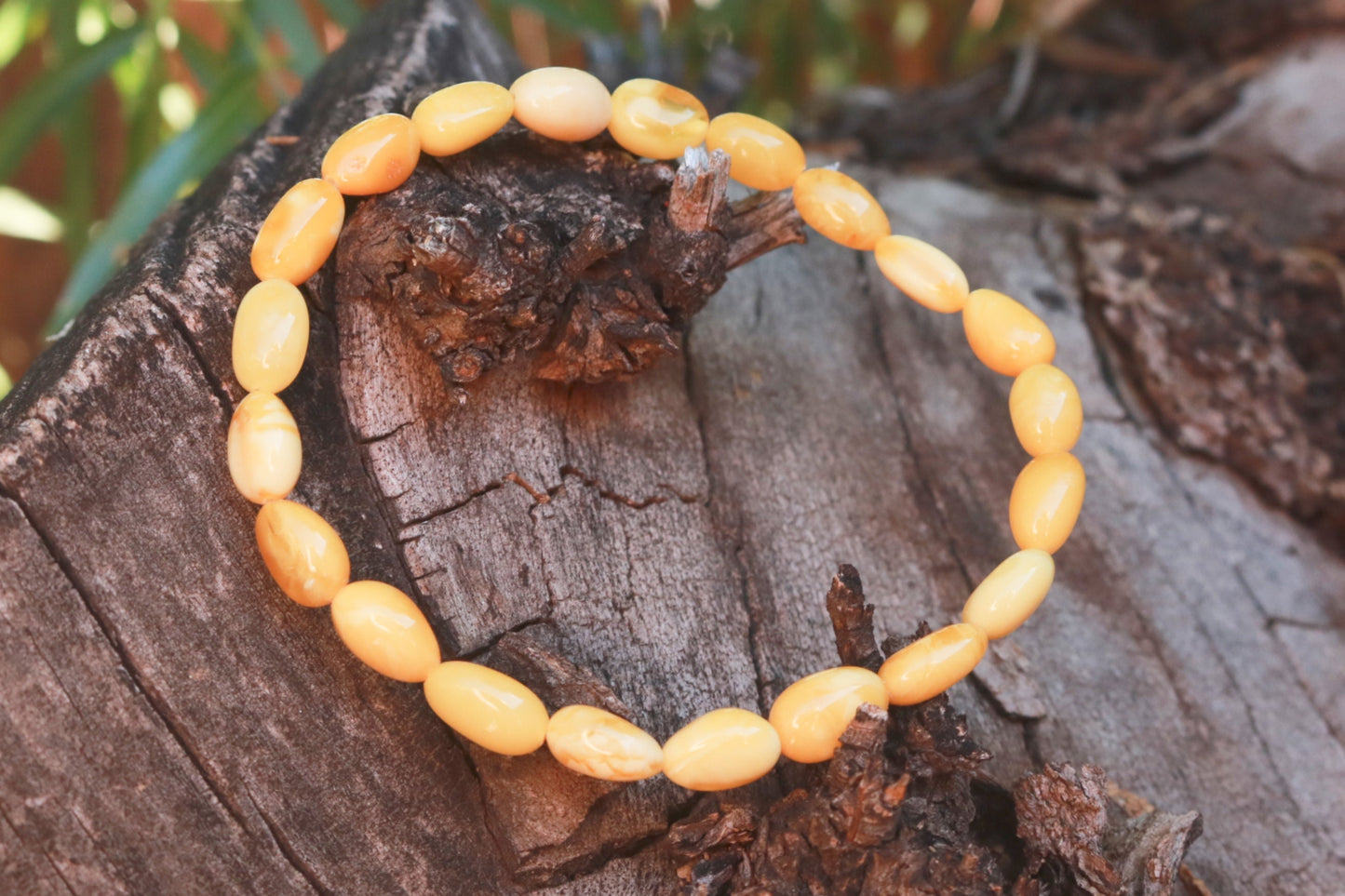 Baltic Amber Bracelet Butterscotch Olive Beads Natural Unisex 3.7 gram