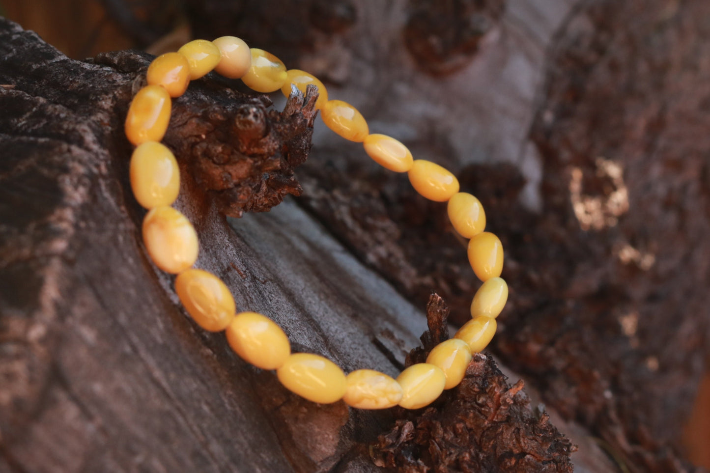 Baltic Amber Bracelet Butterscotch Olive Beads Natural Unisex 3.7 gram