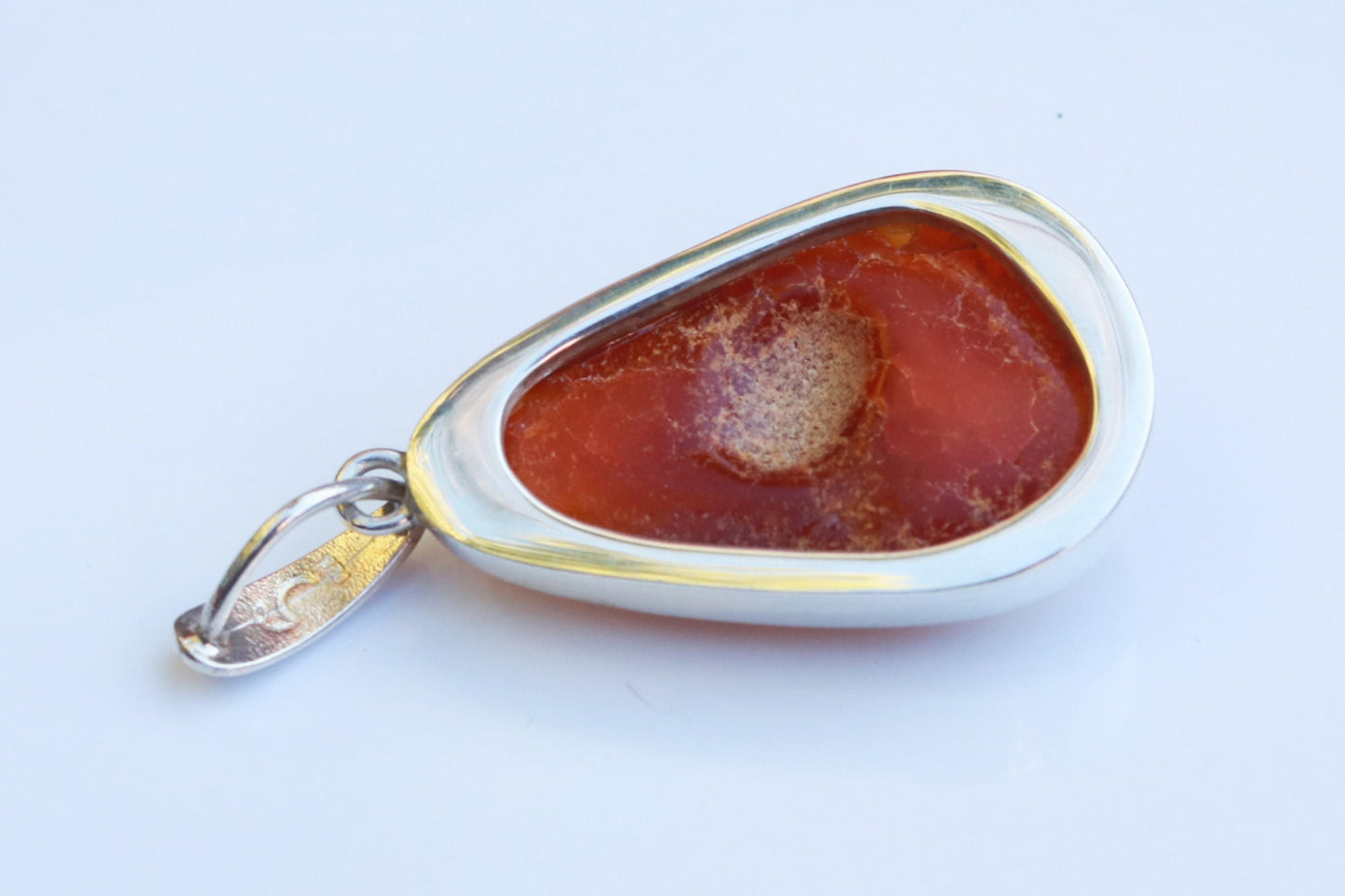 Baltic Amber Pendant Butterscotch Natural Untreated Unisex 2.14" 12.7 gram 925 Silver