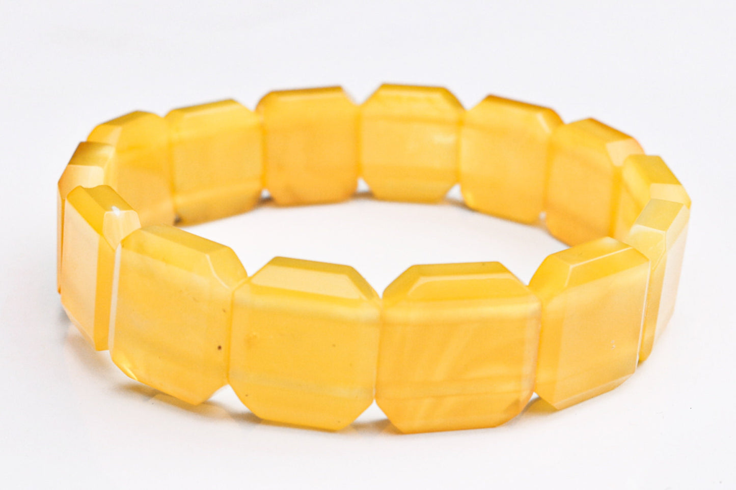 Baltic Amber Bracelet Butterscotch Squared Beads Natural Untreated Jewelry 7.5" 12.9 gram