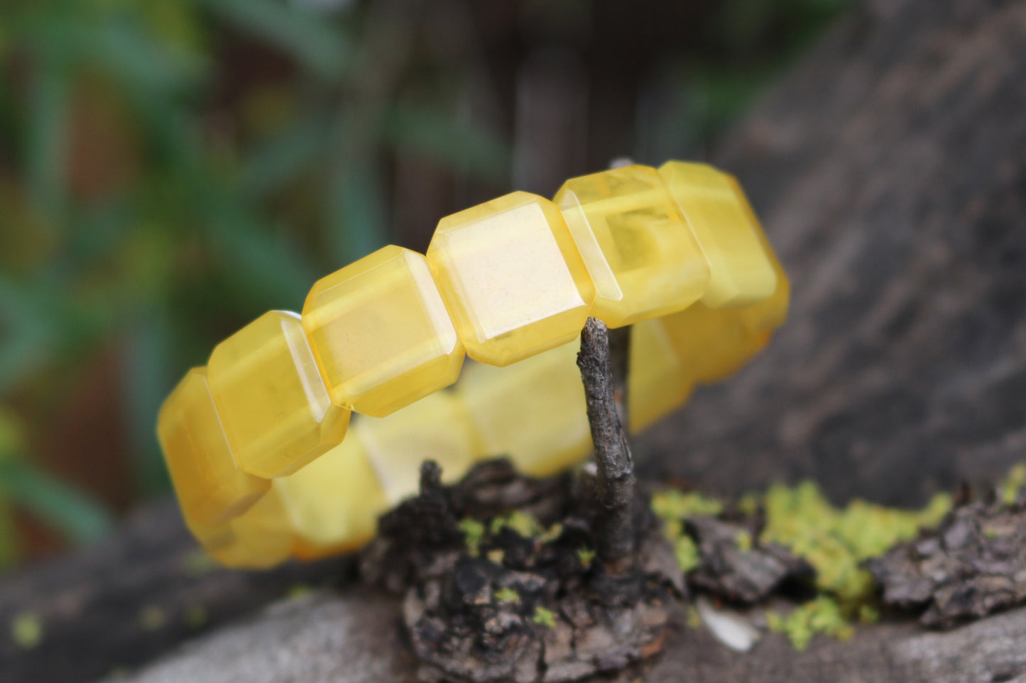 Baltic Amber Bracelet Butterscotch Squared Beads Natural Untreated Jewelry 7.5" 12.9 gram