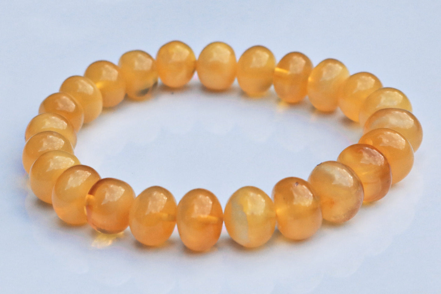 Baltic Amber Bracelet Butterscotch Cloudy Beaded Natural Untreated Jewelry 7.5" 15.7 gram