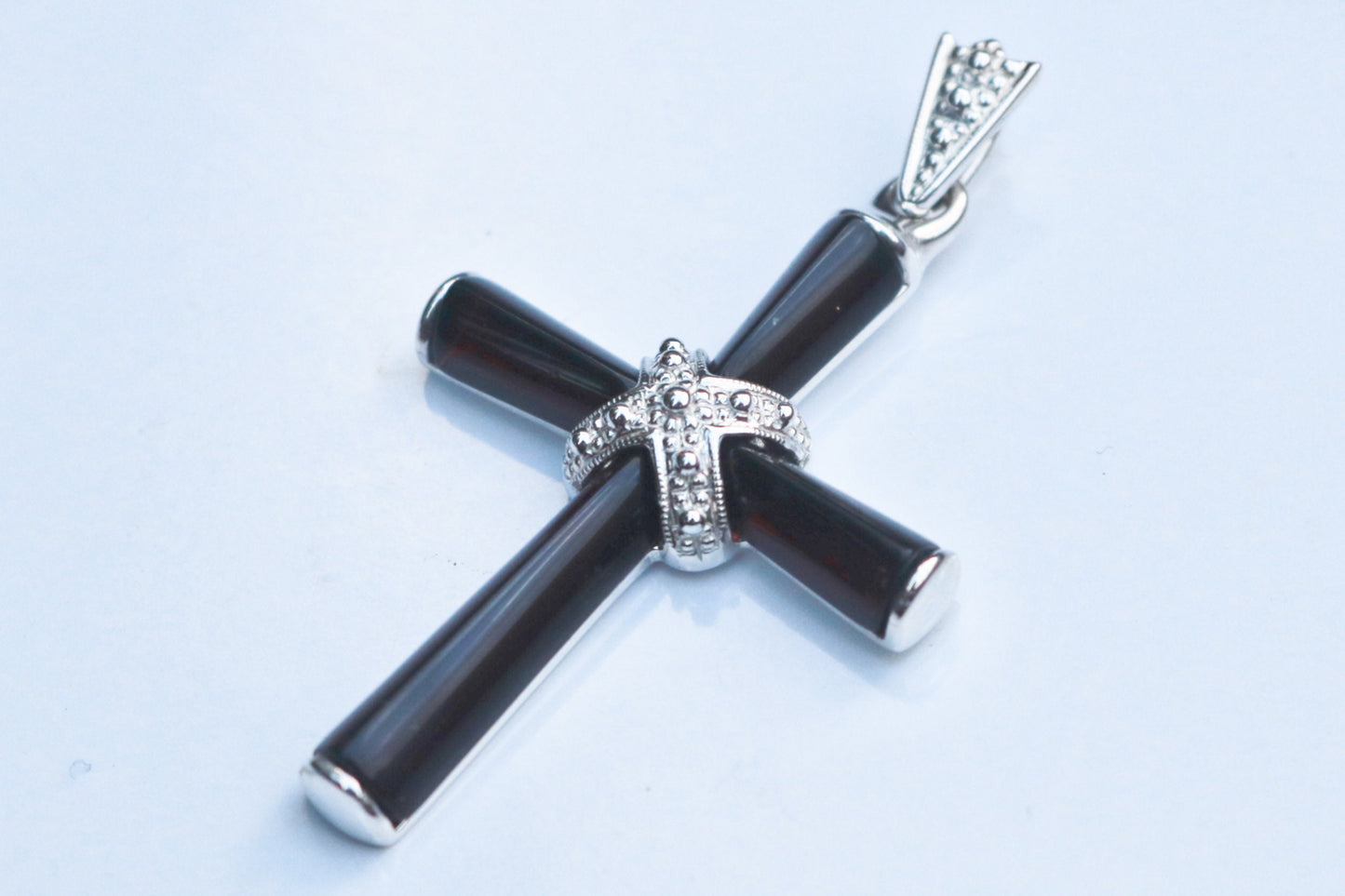 Baltic Amber Cross Pendant Cherry Natural Unisex Jewelry Natural 925 silver