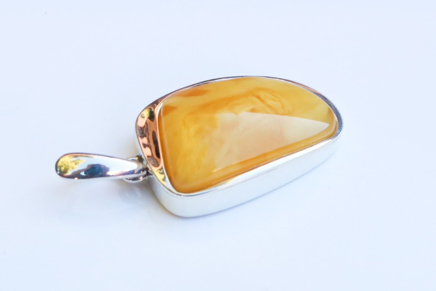 Baltic Amber Pendant Butterscotch Natural Untreated Unisex 1.9" 13.1 gram 925 Silver