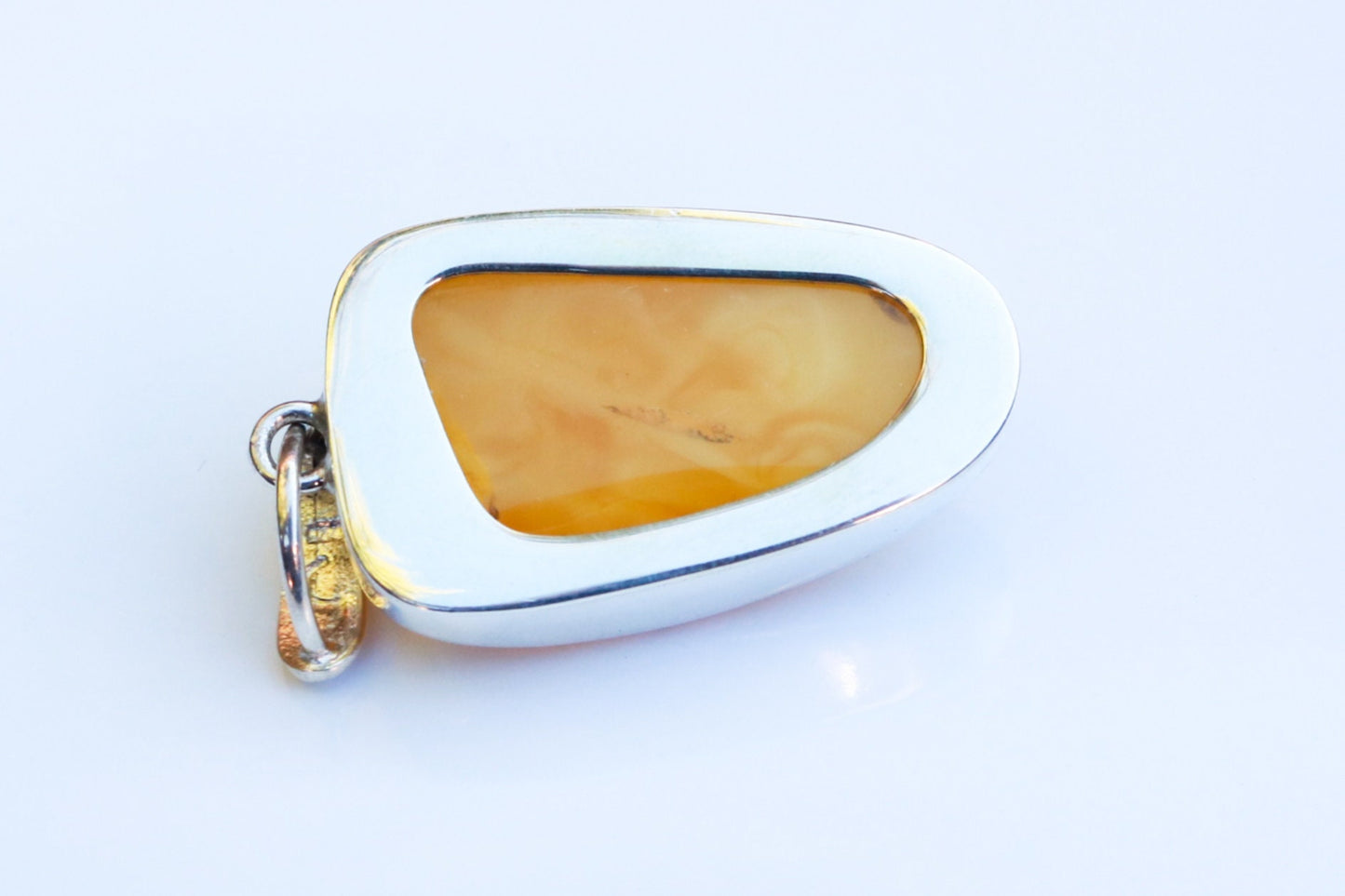 Baltic Amber Pendant Butterscotch Natural Untreated Unisex 1.9" 13.1 gram 925 Silver