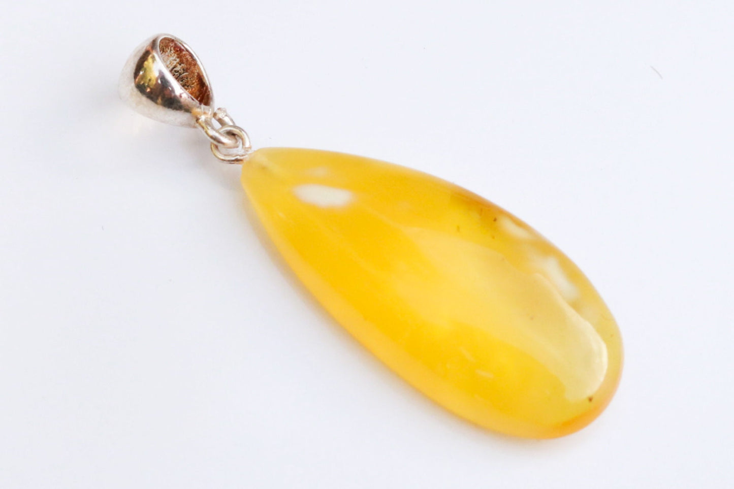 Baltic Amber Pendant Yellow Cloudy Milky Natural Untreated Unisex Jewelry 1.8" 2.8 gram