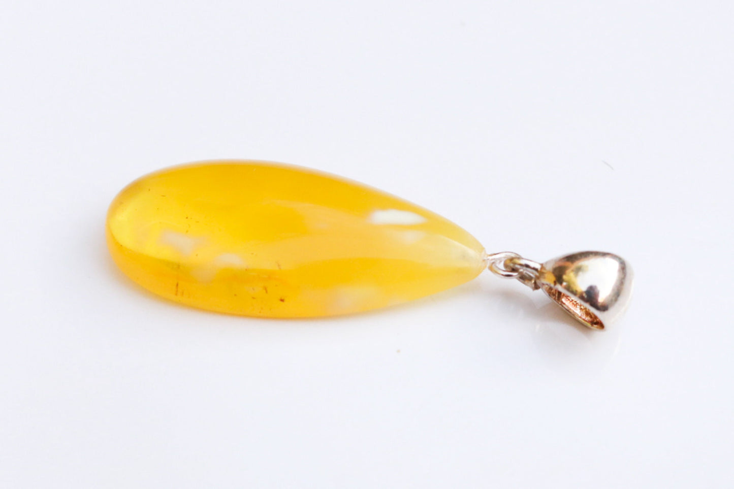 Baltic Amber Pendant Yellow Cloudy Milky Natural Untreated Unisex Jewelry 1.8" 2.8 gram