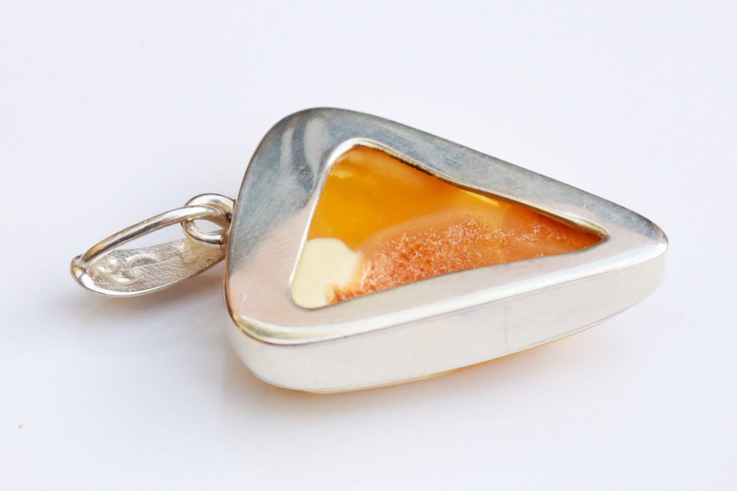 Baltic Amber Butterscotch Pendant Milky Natural Untreated 1.8" 9.5 gram 925 Silver