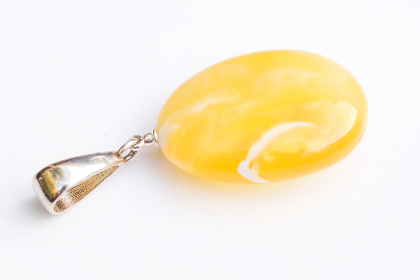 Baltic Amber Pendant Butterscotch Oval Cloudy Natural Yellow Untreated Unisex 1.89" 4.8 gram