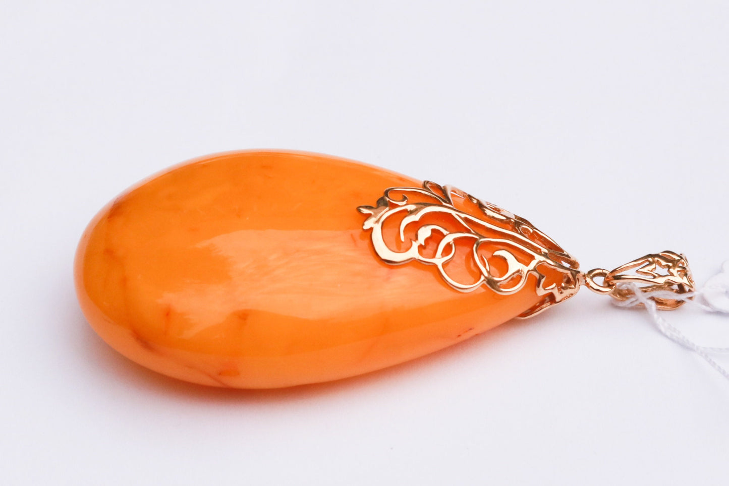 Baltic Amber Butterscotch Pendant Antique Egg Yolk Natural Jewelry Unisex 14K Gold 2.64″ 16.3 gram