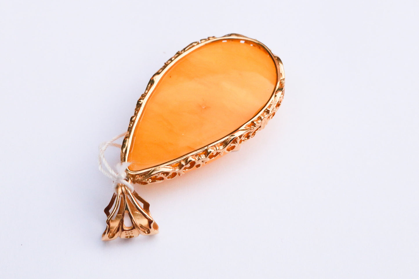 Baltic Amber Butterscotch Pendant Yellow Egg Yolk Natural Unisex Jewelry 14K Gold 2.16" 9.8 gram