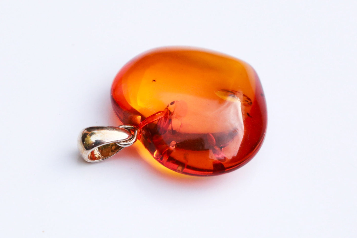 Baltic Amber Heart Pendant Honey Carved Natural Sparkling 1.35" 4 gram