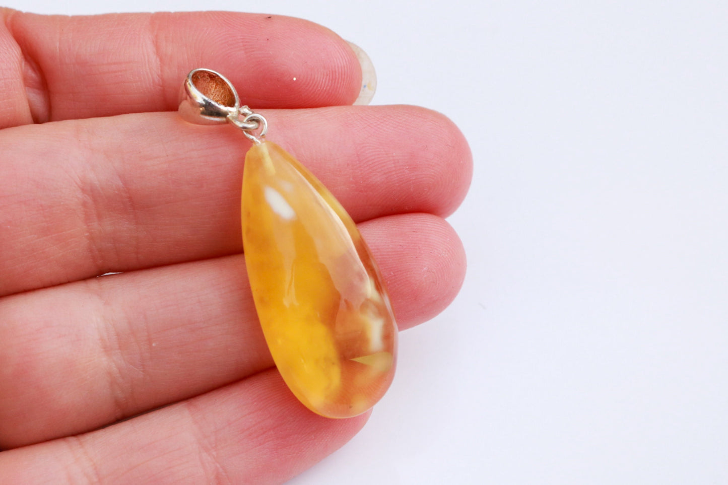 Baltic Amber Pendant Yellow Cloudy Milky Natural Untreated Unisex Jewelry 1.8" 2.8 gram