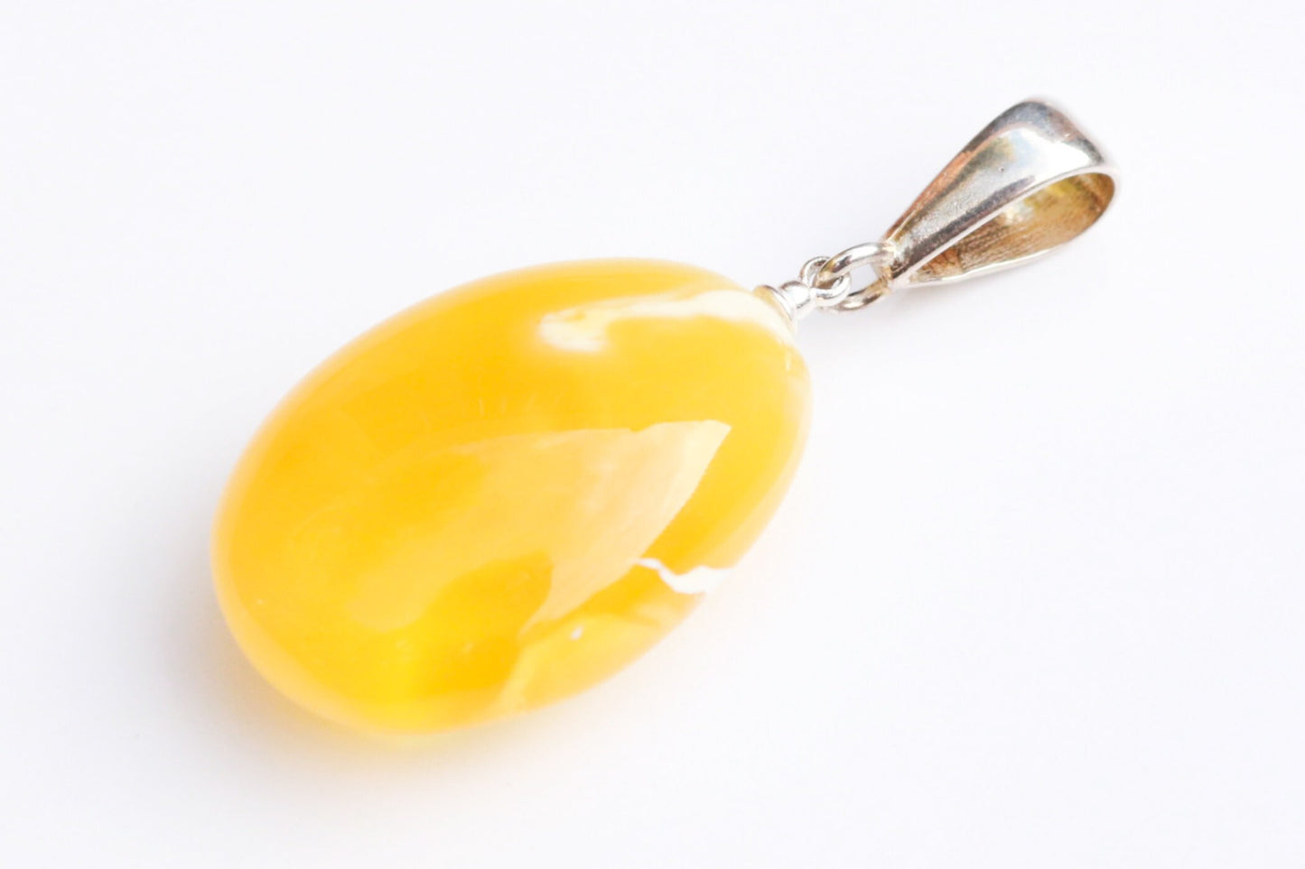 Baltic Amber Pendant Butterscotch Oval Cloudy Natural Yellow Untreated Unisex 1.89" 4.8 gram