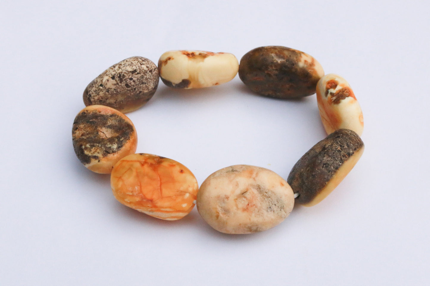 Baltic Amber Bracelet Raw Butterscotch Grey Olive Beads Unpolished Natural Untreated Unisex 26.1 gram