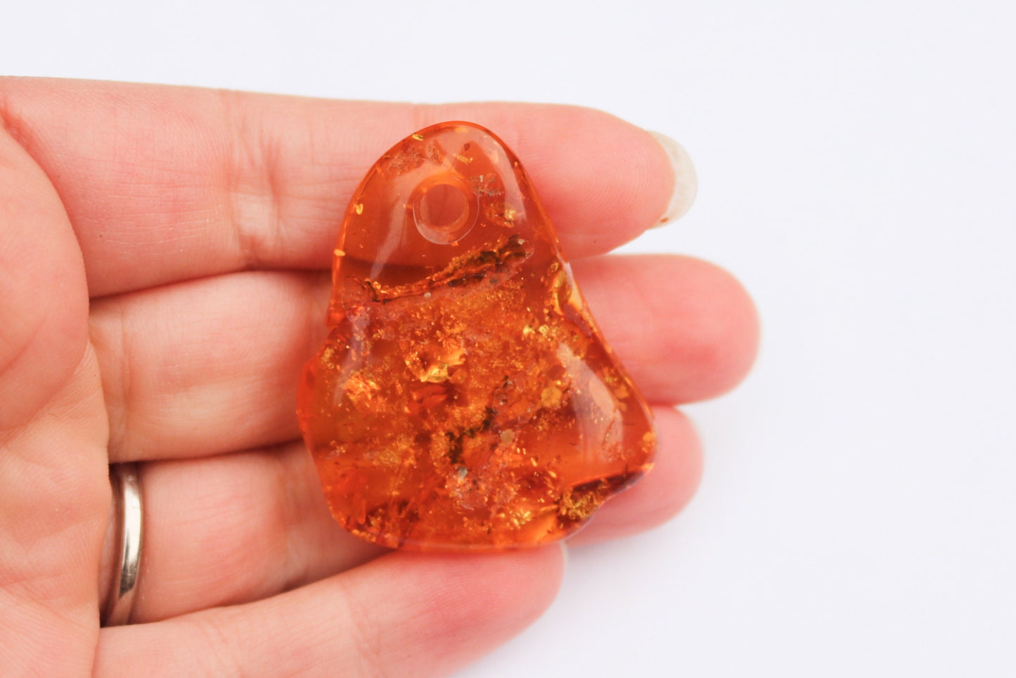 Baltic Amber Honey Pendant Pierced Natural Untreated Unisex 1.64" 7 gram