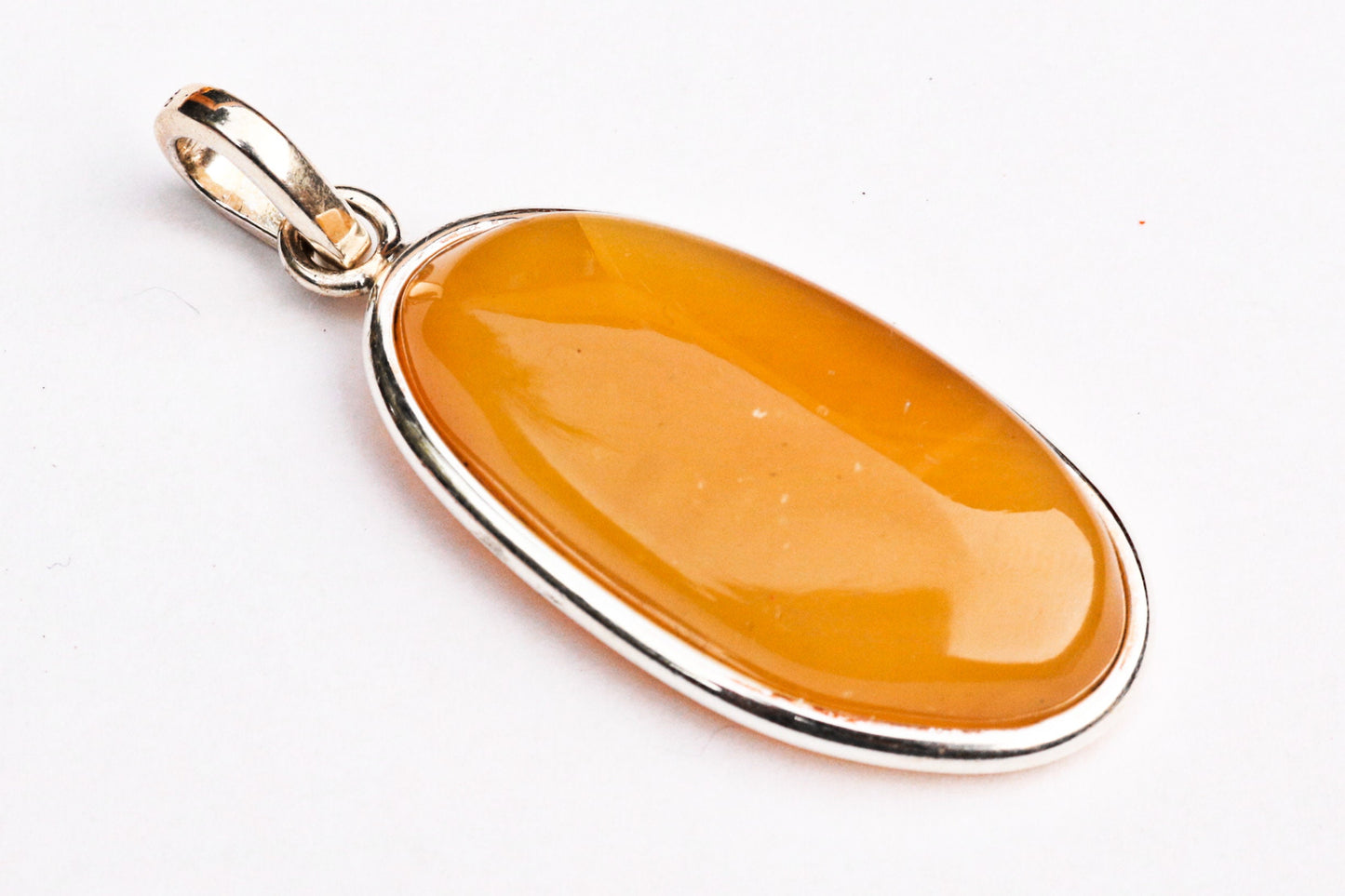 Baltic Amber Pendant Yellow Oval Jewelry Natural Untreated Cloudy Unisex 2.25" 9.9 gram 925 Silver