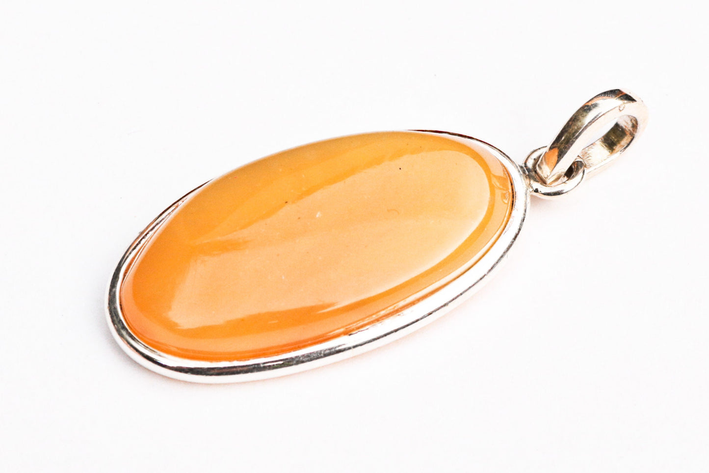 Baltic Amber Pendant Yellow Oval Jewelry Natural Untreated Cloudy Unisex 2.25" 9.9 gram 925 Silver