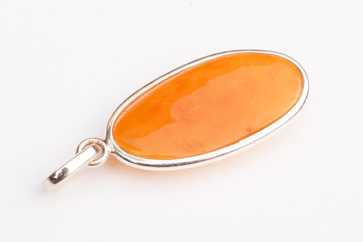 Baltic Amber Pendant Yellow Oval Jewelry Natural Untreated Cloudy Unisex 2.25" 9.9 gram 925 Silver