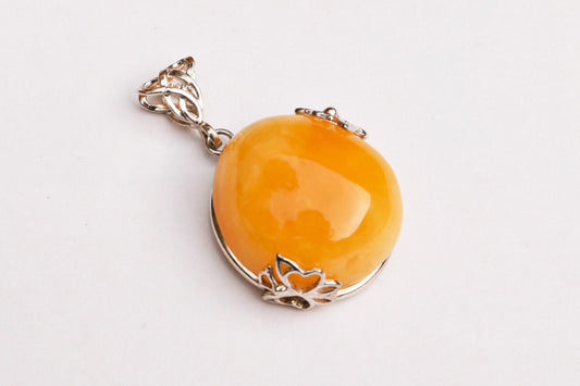 Baltic Amber Butterscotch Pendant Natural Untreated Jewelry 1.65" 7.6 gram 925 Silver