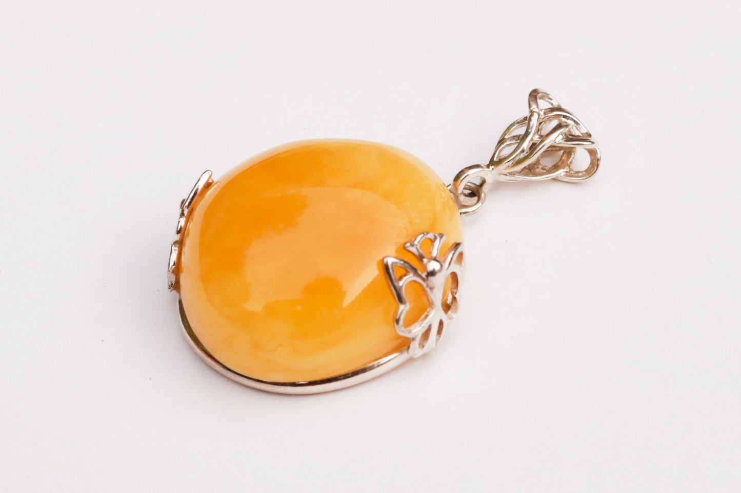 Baltic Amber Butterscotch Pendant Natural Untreated Jewelry 1.65" 7.6 gram 925 Silver