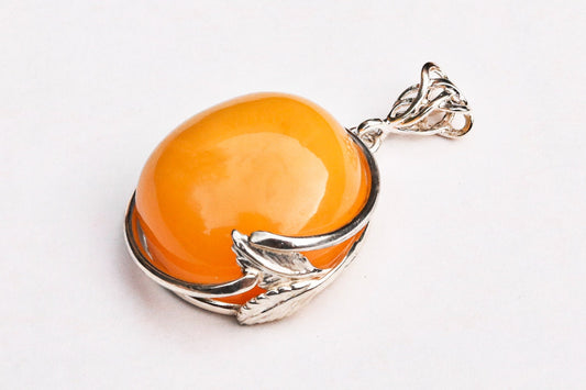 Baltic Amber Butterscotch Pendant Natural Unisex Jewelry 1.8" 10.7 gram 925 Silver