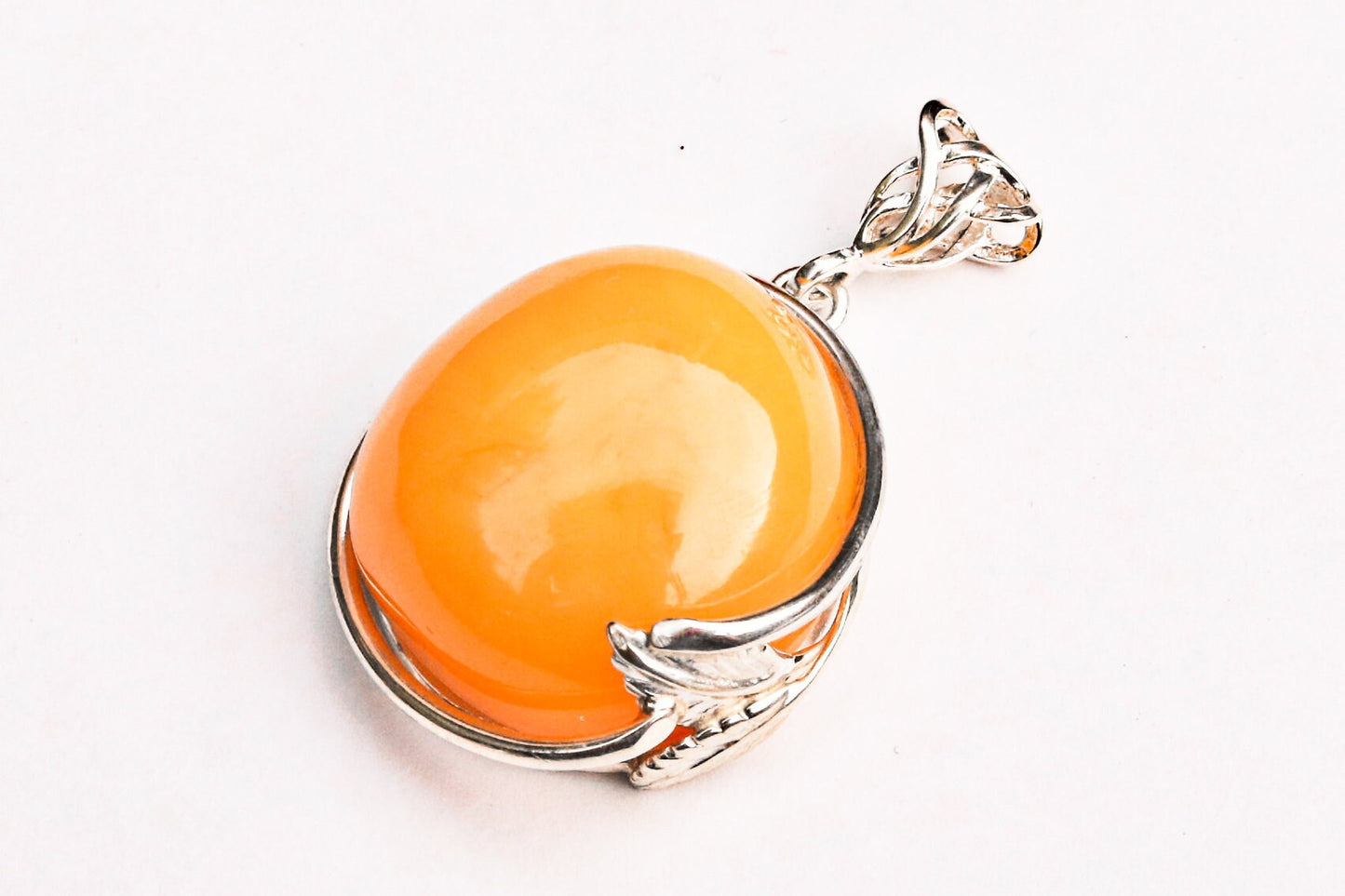 Baltic Amber Butterscotch Pendant Natural Unisex Jewelry 1.8" 10.7 gram 925 Silver