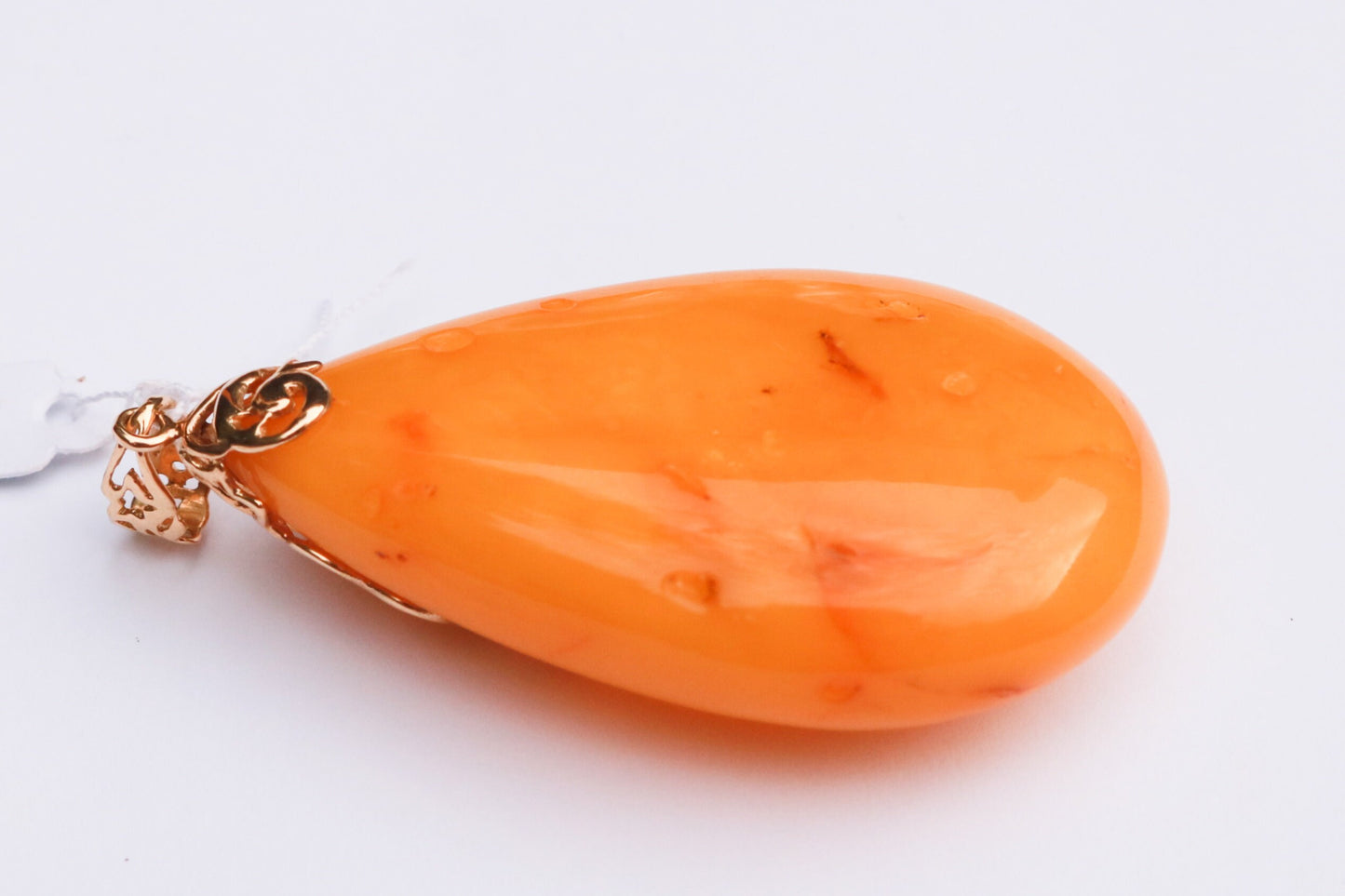 Baltic Amber Butterscotch Pendant Antique Egg Yolk Natural Jewelry Unisex 14K Gold 2.64″ 16.3 gram