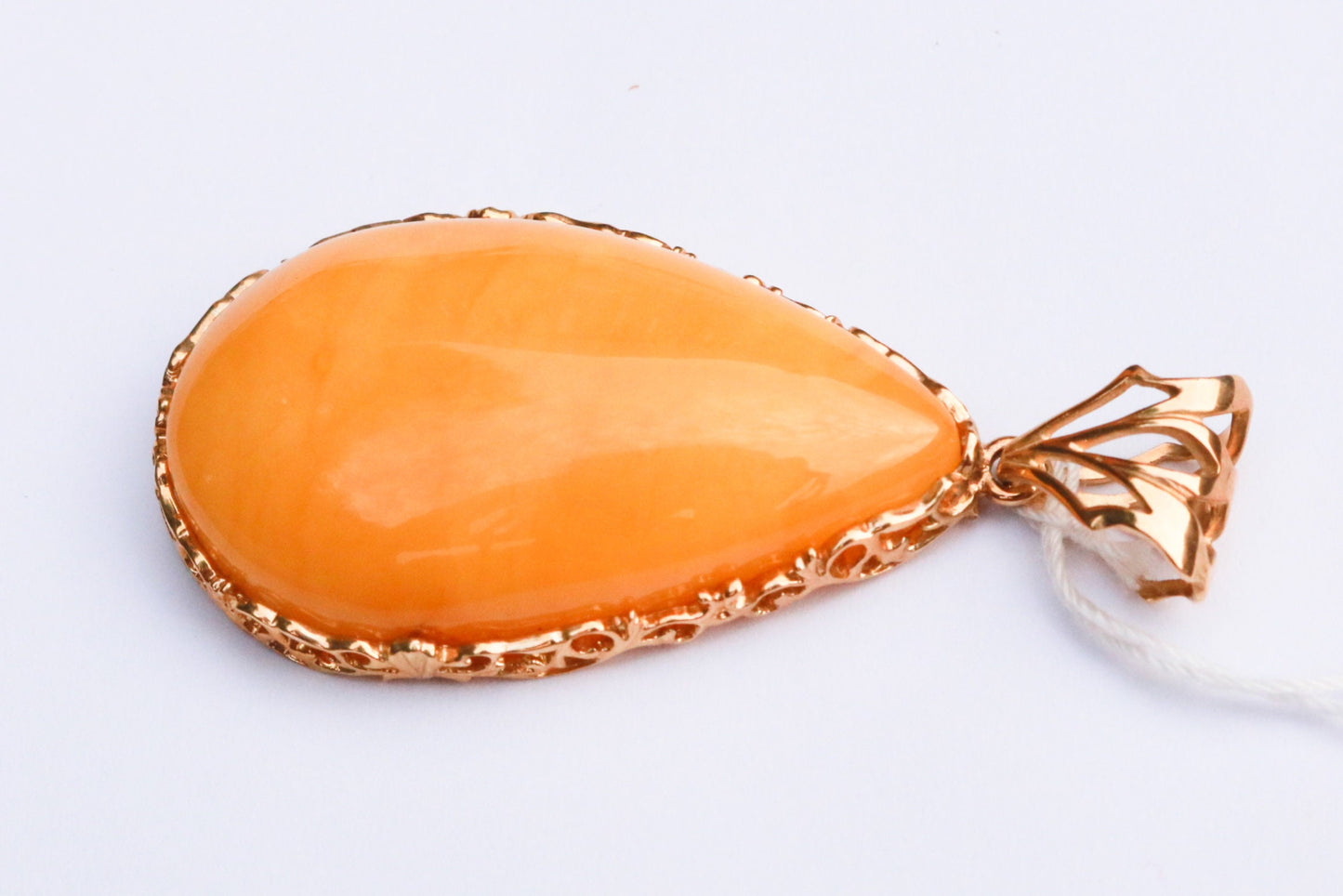 Baltic Amber Butterscotch Pendant Yellow Egg Yolk Natural Unisex Jewelry 14K Gold 2.16" 9.8 gram