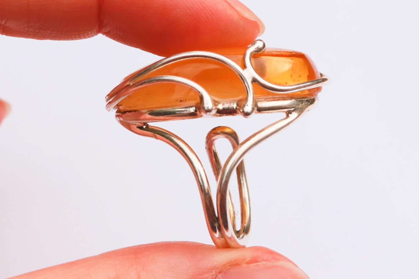 Baltic Amber Yellow Ring Cloudy Adjustable Untreated Natural Oval Jewelry 925 Silver 12.4 gram