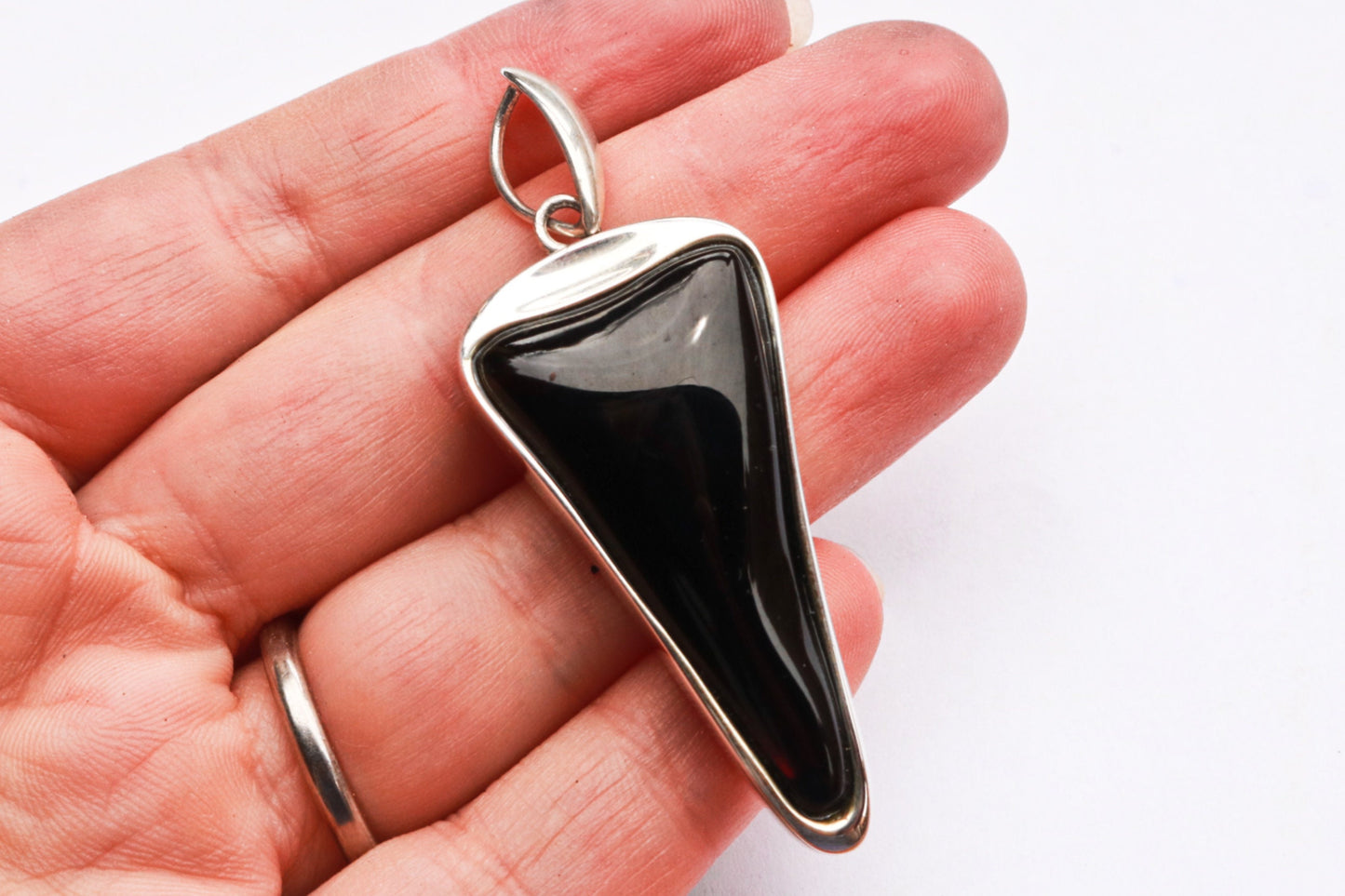 Baltic Amber Cherry Pendant Triangle Natural Untreated Unisex Jewelry 2.48″ 12.4 gram 925 Silver