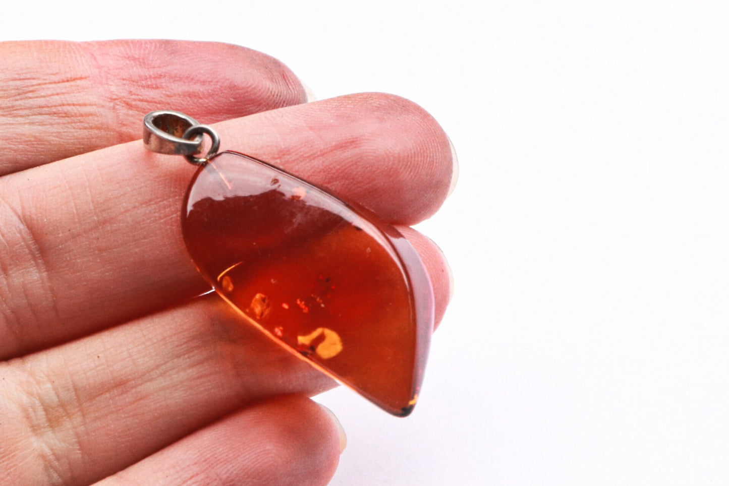 Baltic Amber Pendant Honey Carved Natural Untreated Unisex 1.57" 2.7 gram